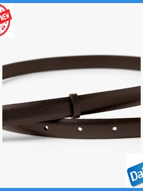 Leather Skinny Belt with Metal Buckle Adjustable Stretchable for Dresses Pants main image 4